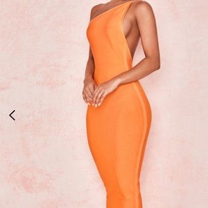 House of CB Orange One Shoulder Dress